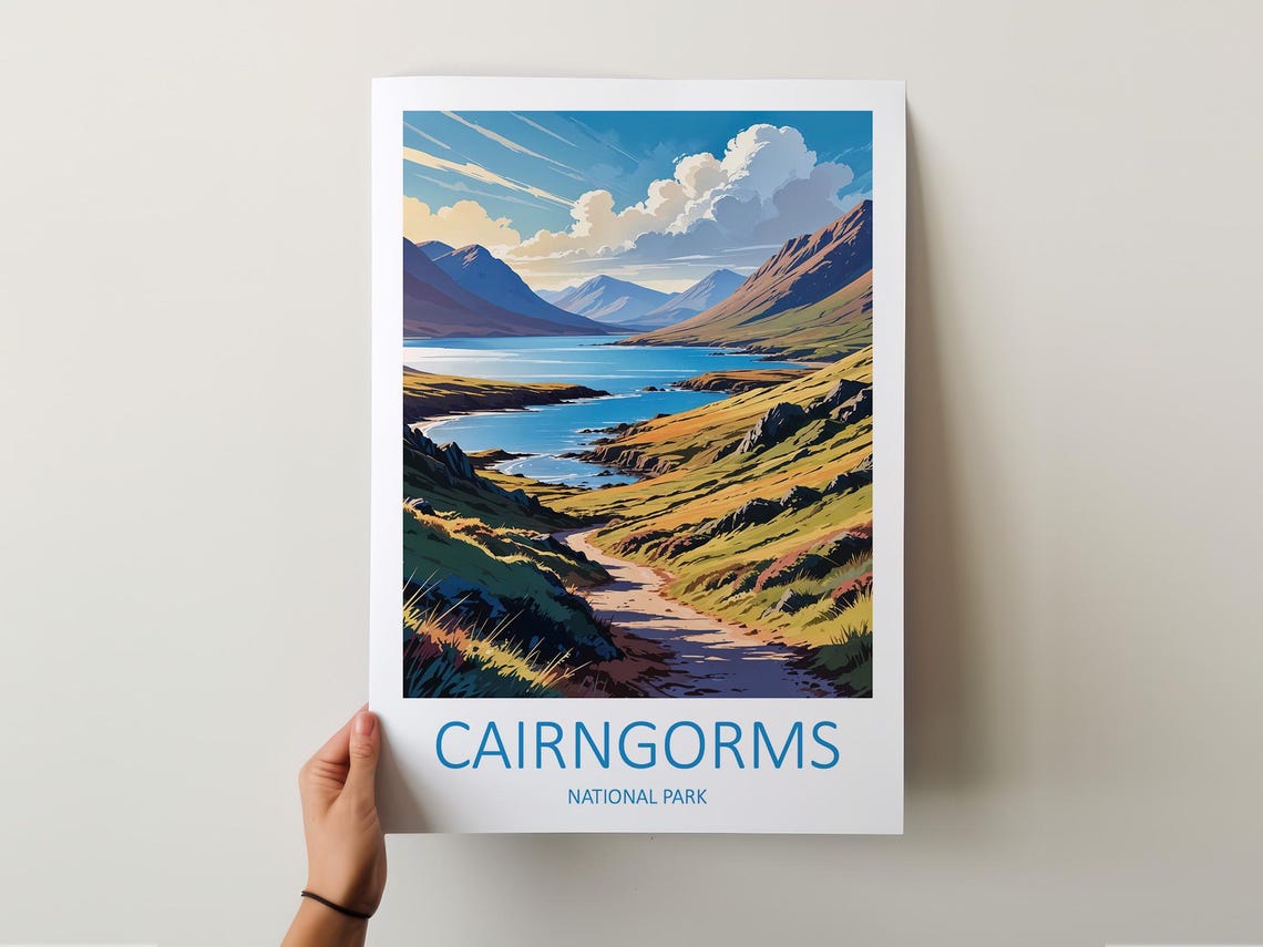 Cairngorms National Park Scotland Mountain Lake Trail View Poster - Image 5