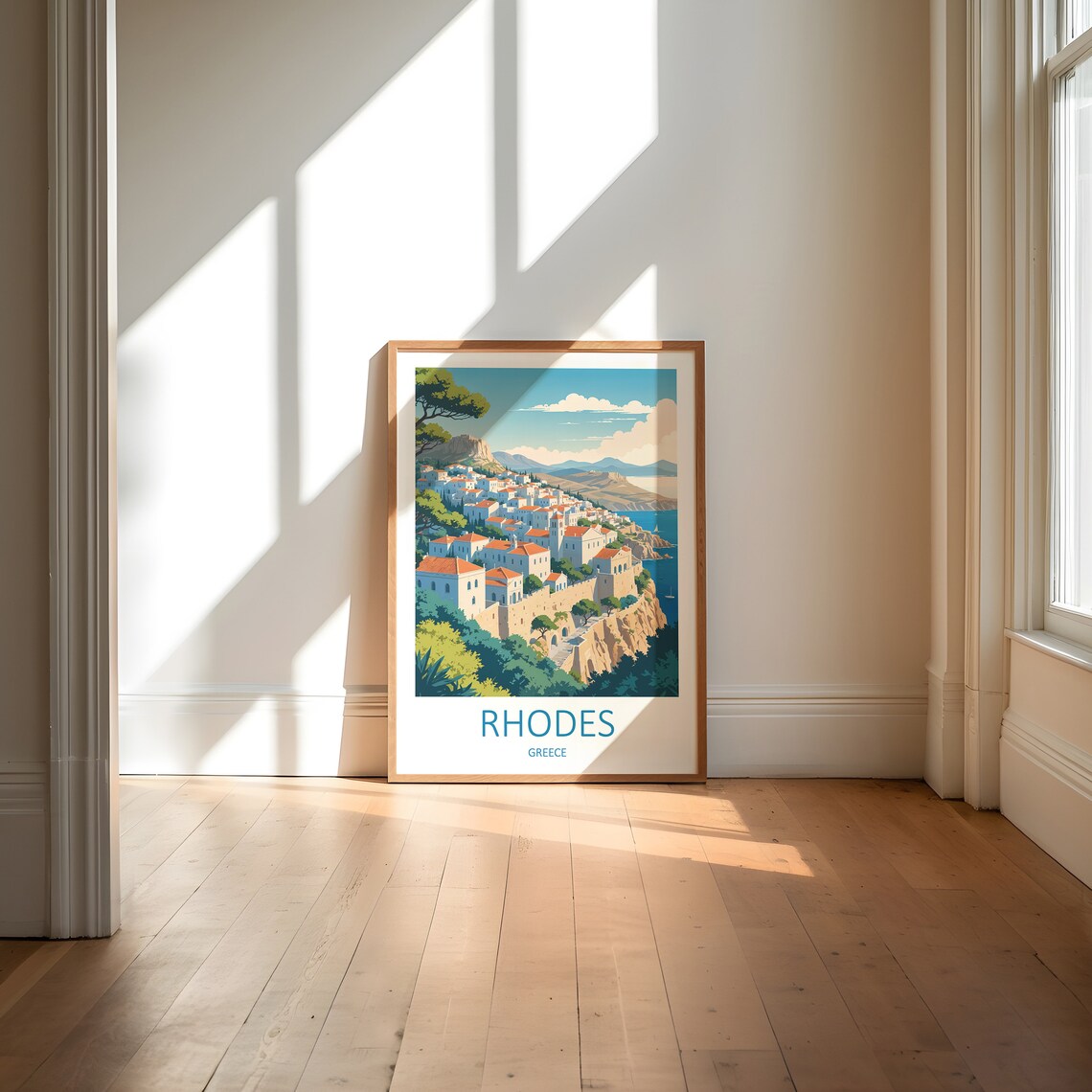 Rhodes Greece Old Town Seaside Cliff Harbor Vintage Travel Poster - Image 6