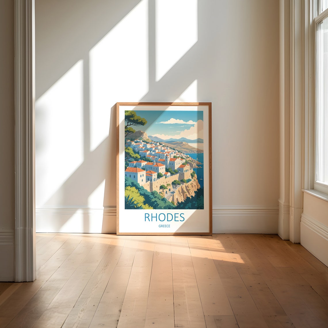 Rhodes Print Rhodes Greece Print Greece Print Rhodes Poster Greece Gifts Rhodes Travel Print Greek Wall Print Greece Illustration - Image 6