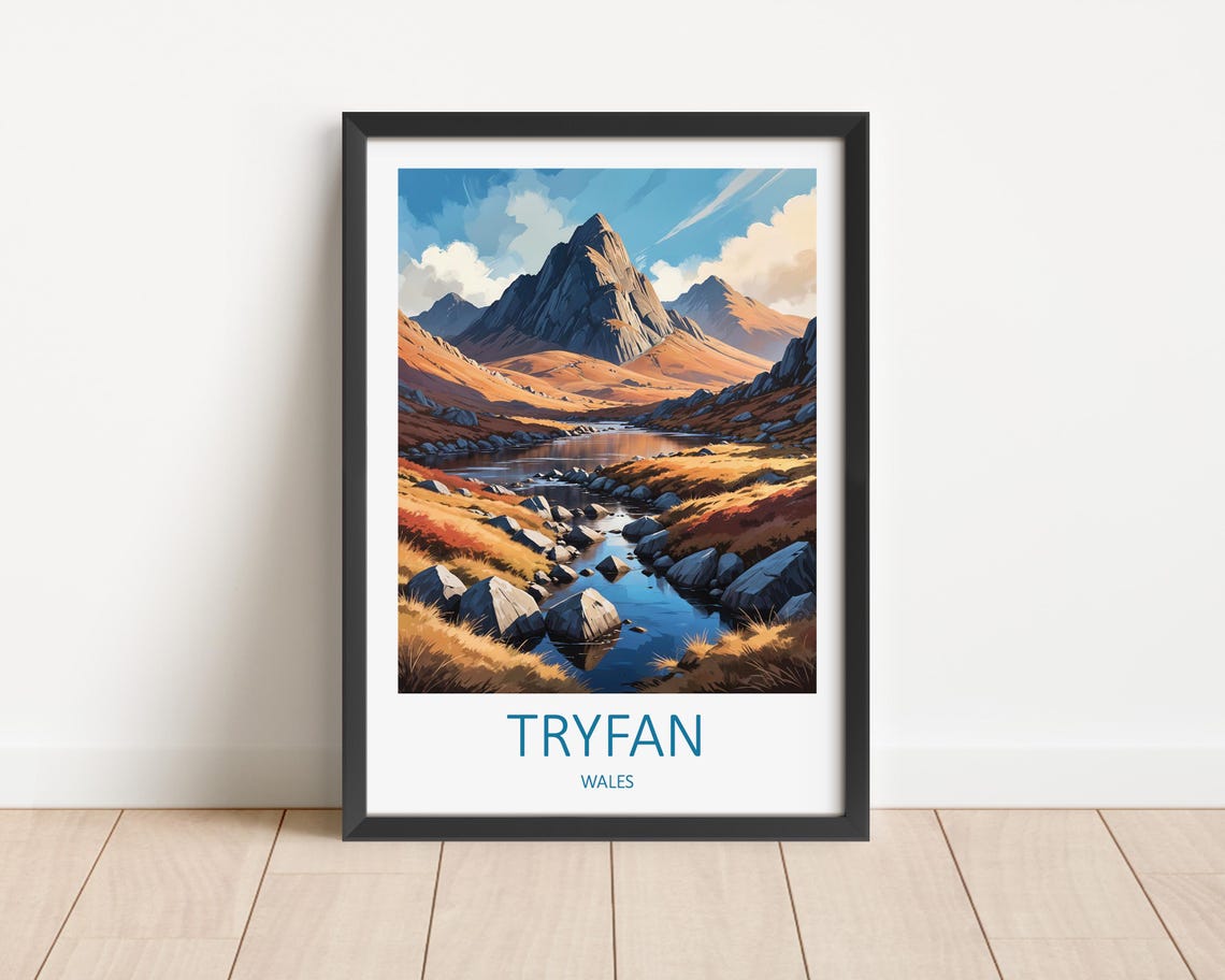 Tryfan Print Tryfan Poster Snowdon Print Wales Travel Print Wales Poster Snowdonia Print Wales Art Print National Park Travel Gift