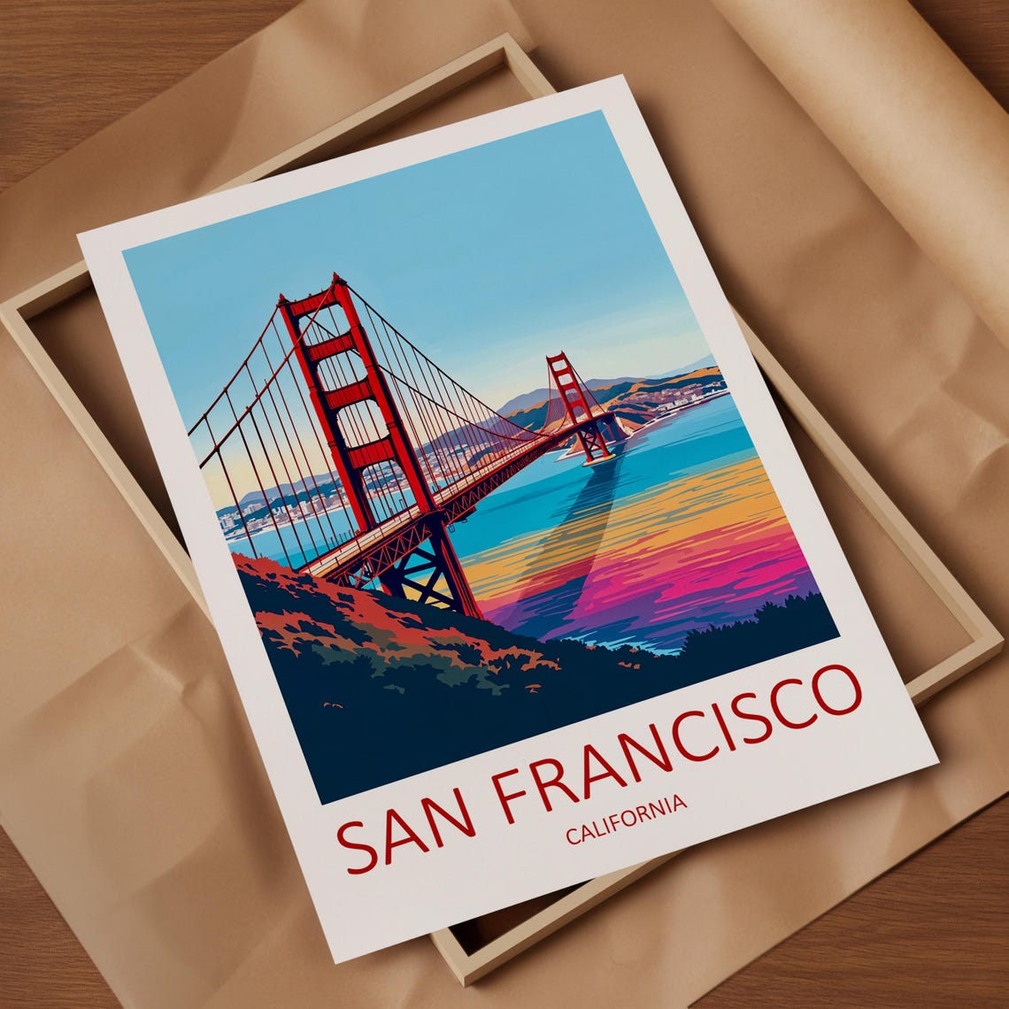 San Francisco California Golden Gate Bridge at Sunset Poster - Image 4