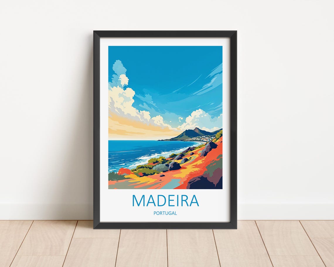 Madeira Travel Print Madeira Poster Holiday Wall Art Portugal Print Travel Gift Madeira Portugal Birthday Gift Gallery Wall Decor