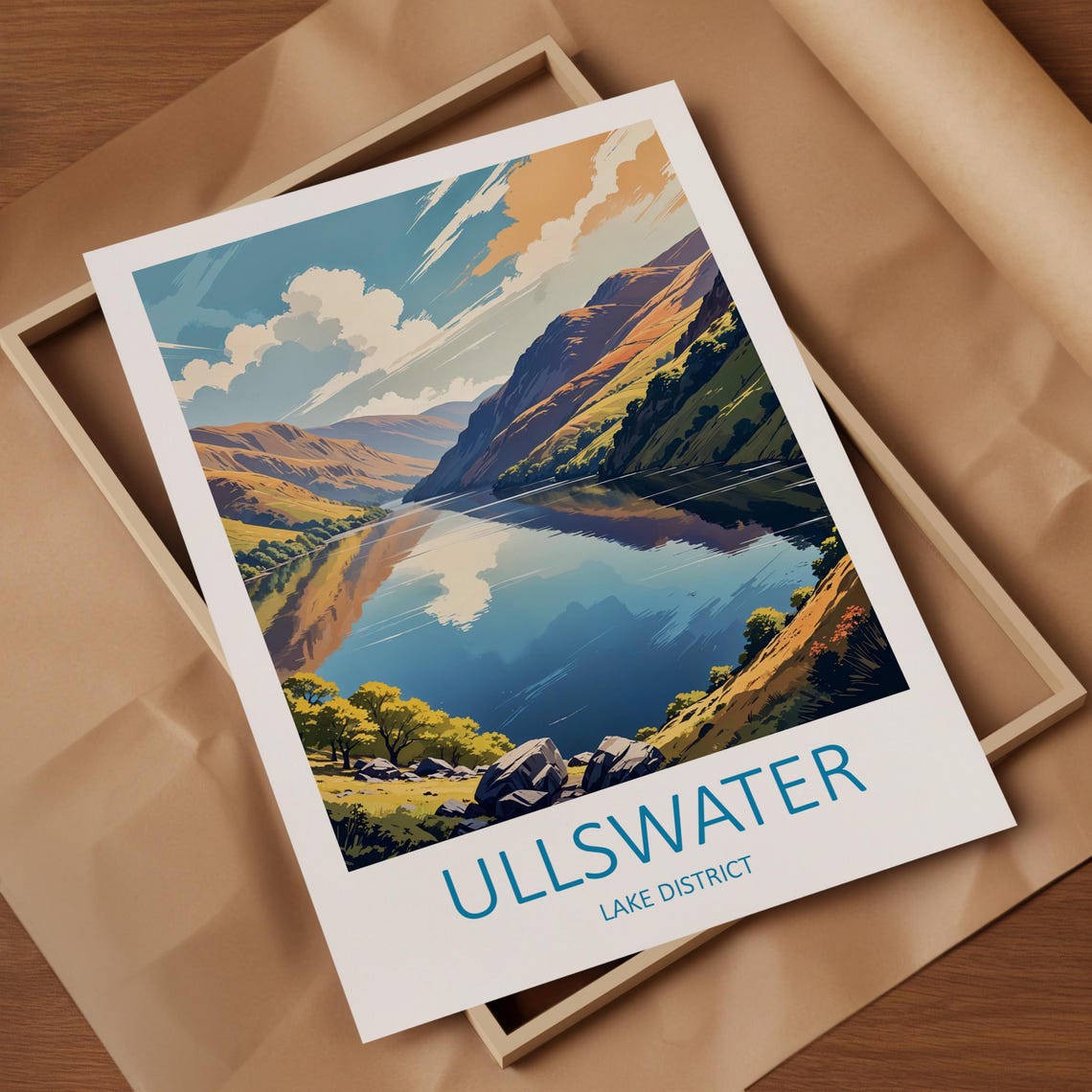 Ullswater Lake District Serene Lake Mountain Reflection Travel Poster - Image 4