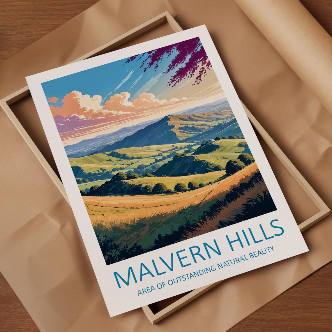 Malvern Hills England Rolling Green Hills Evening Travel Poster - Image 4