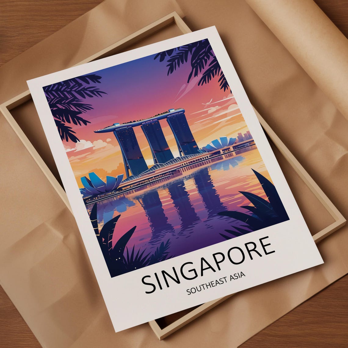 Singapore Print Singapore Poster Singapore Art Asia Poster Print Marina Bay Sands Travel Memories Gift Singapore Travel Print - Image 4