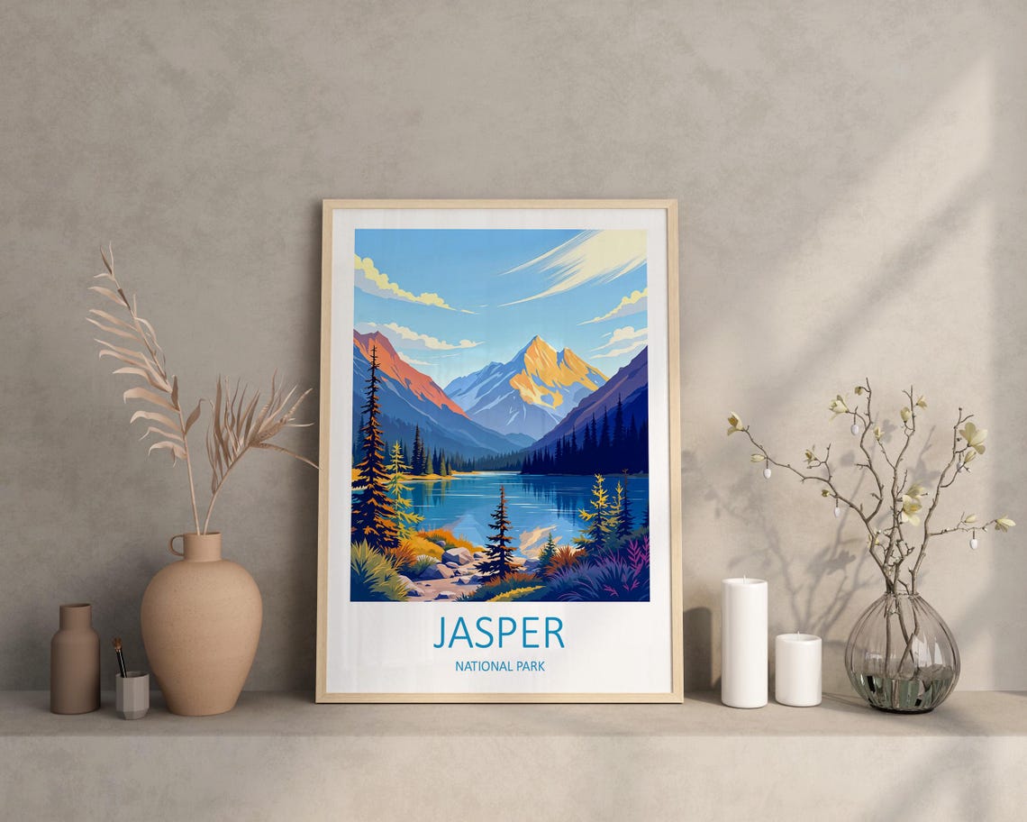 Jasper National Park Canada Alpine Lake Pines And Golden Peaks Poster - Image 3