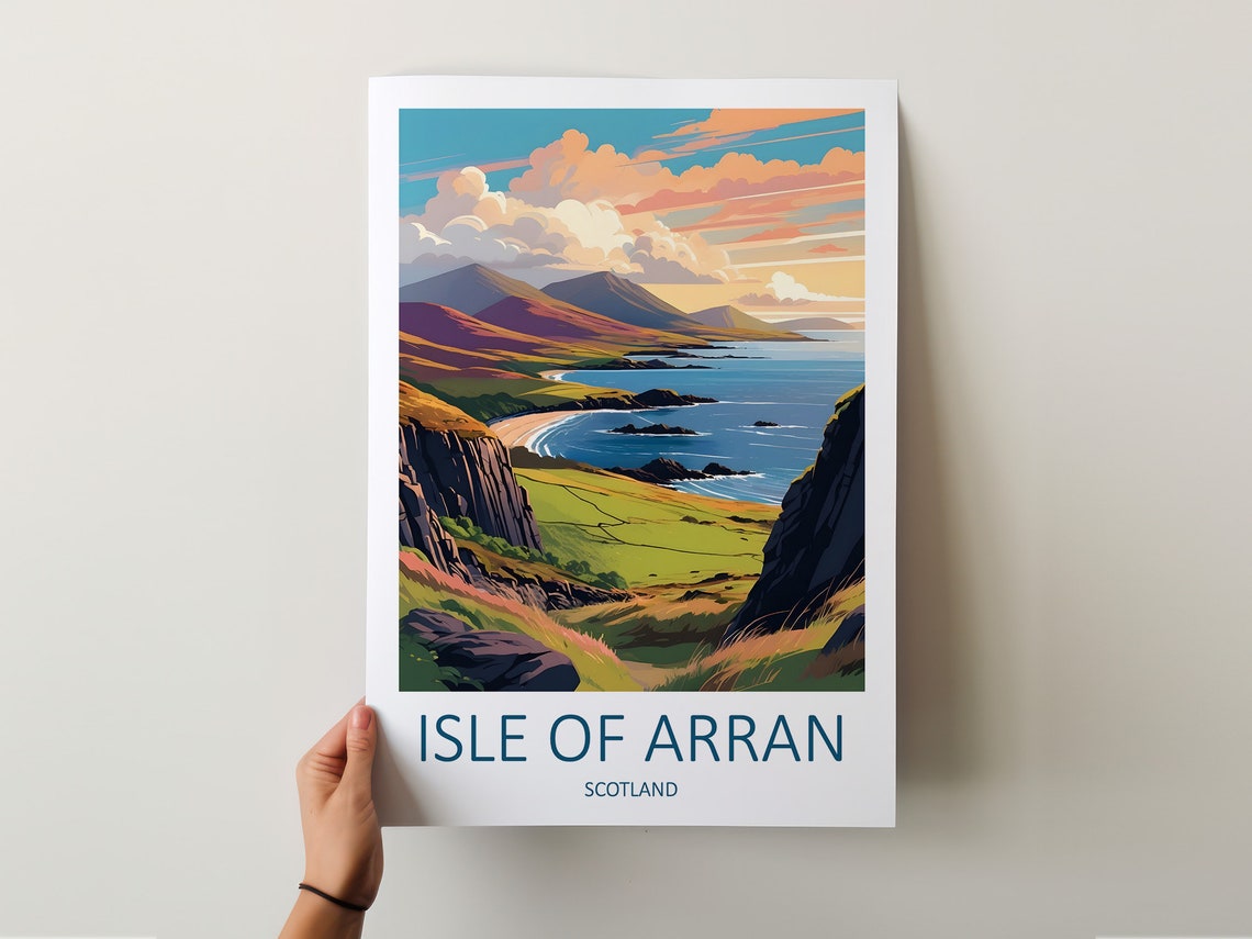 Isle of Arran Scotland Coastal Cliffs Mountain Sunset View Poster - Image 5