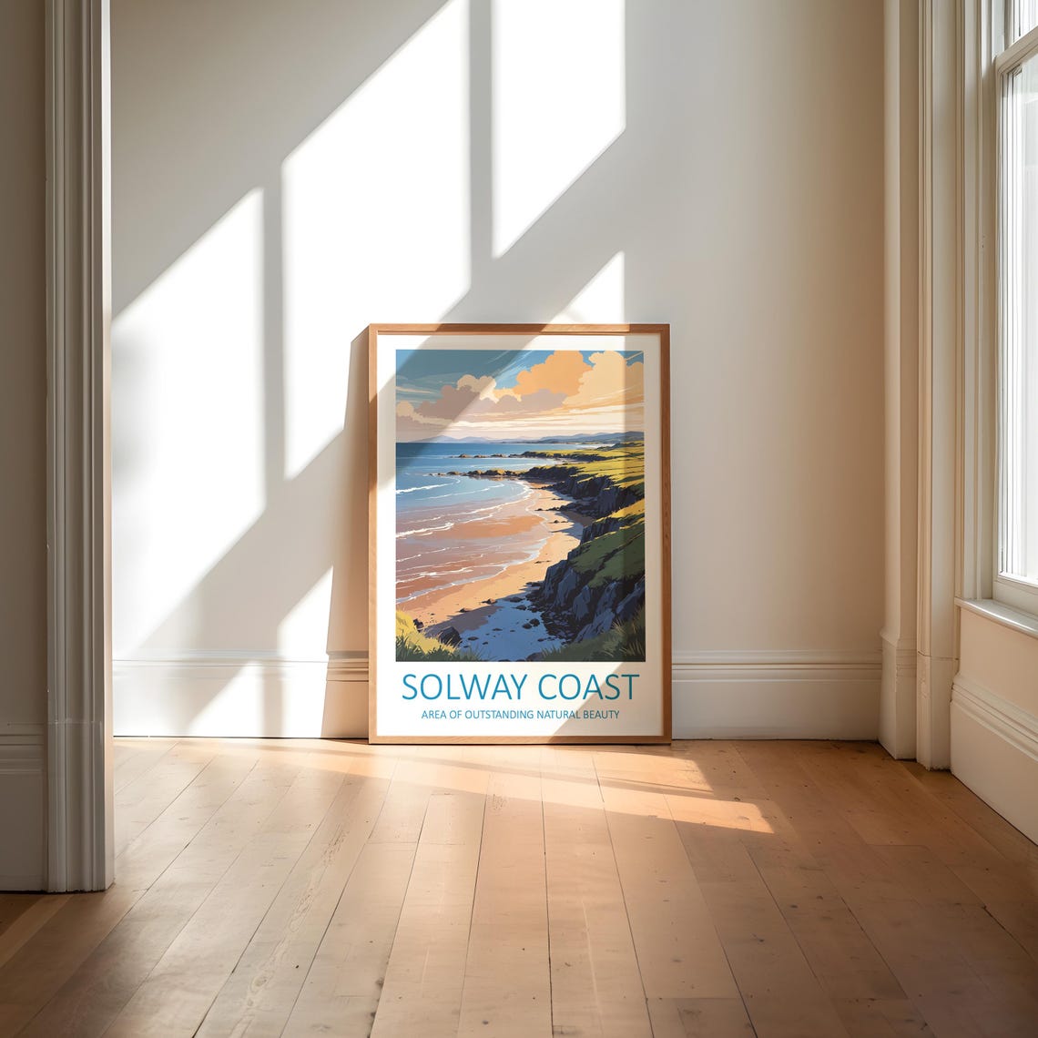 Solway Coast England Sandy Beach Cliffs Golden Light Travel Poster - Image 6