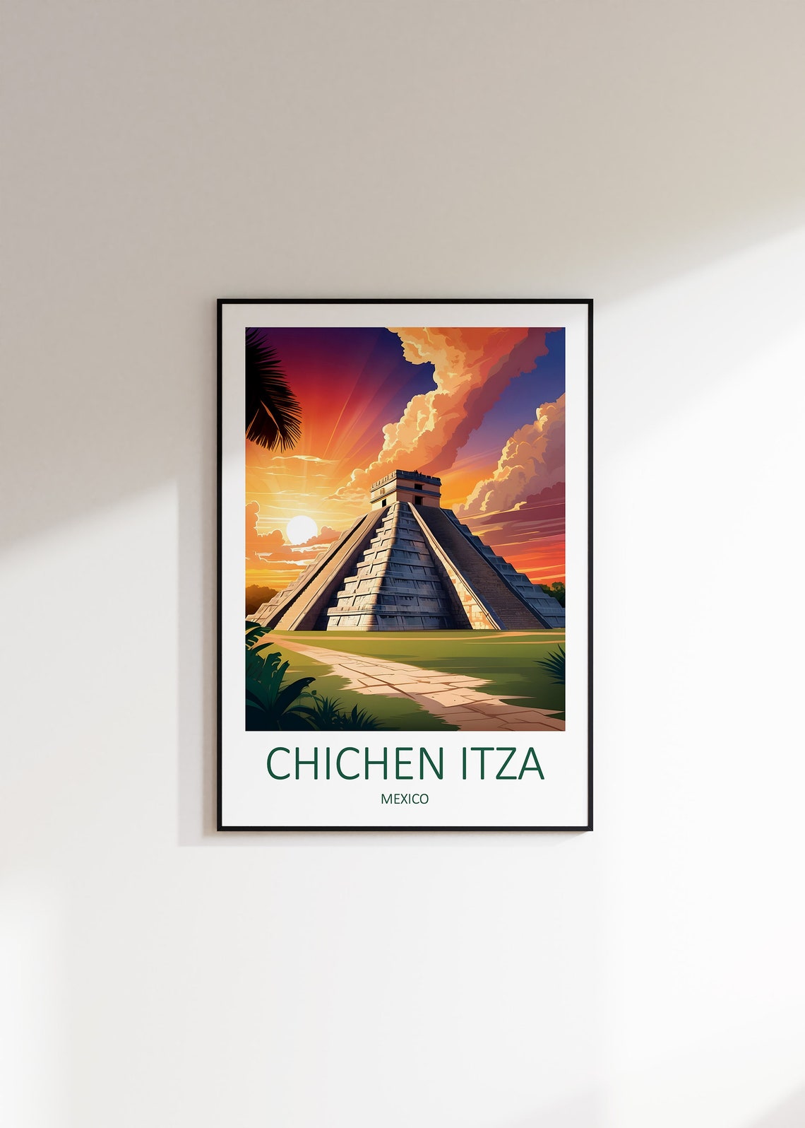 Chichen Itza Mexico Mayan Pyramid At Sunset Under Bright Sky Poster - Image 3