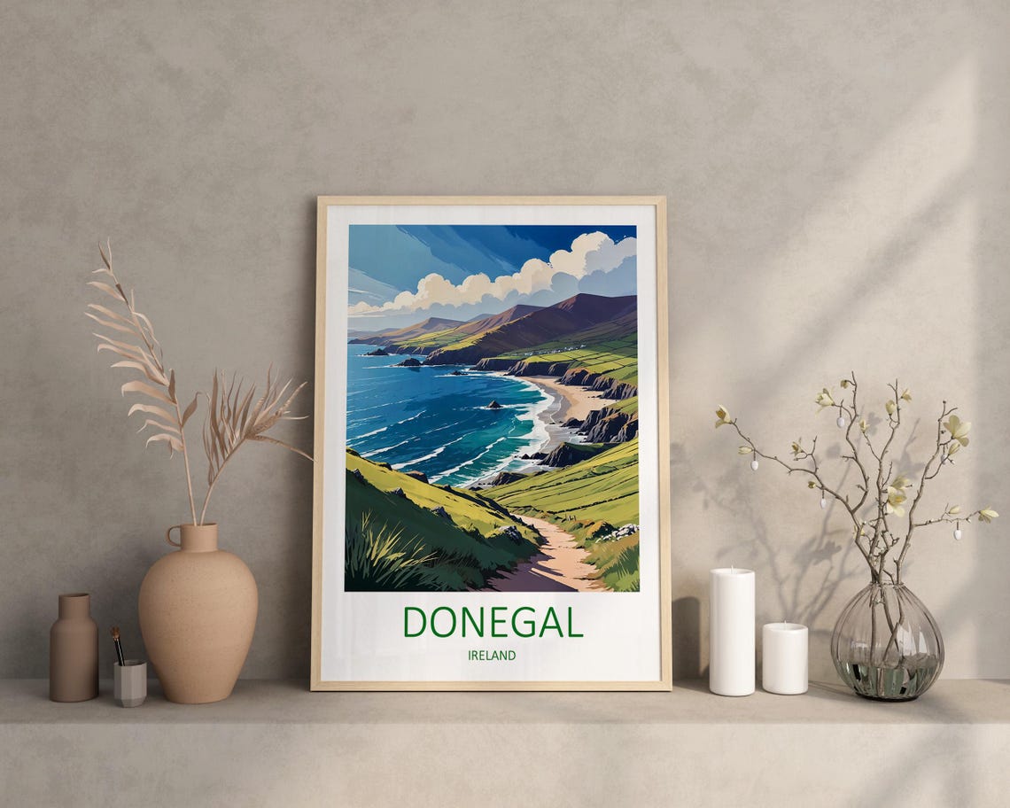 Donegal Ireland Green Coast Cliff Path Beach Vintage Travel Poster - Image 2