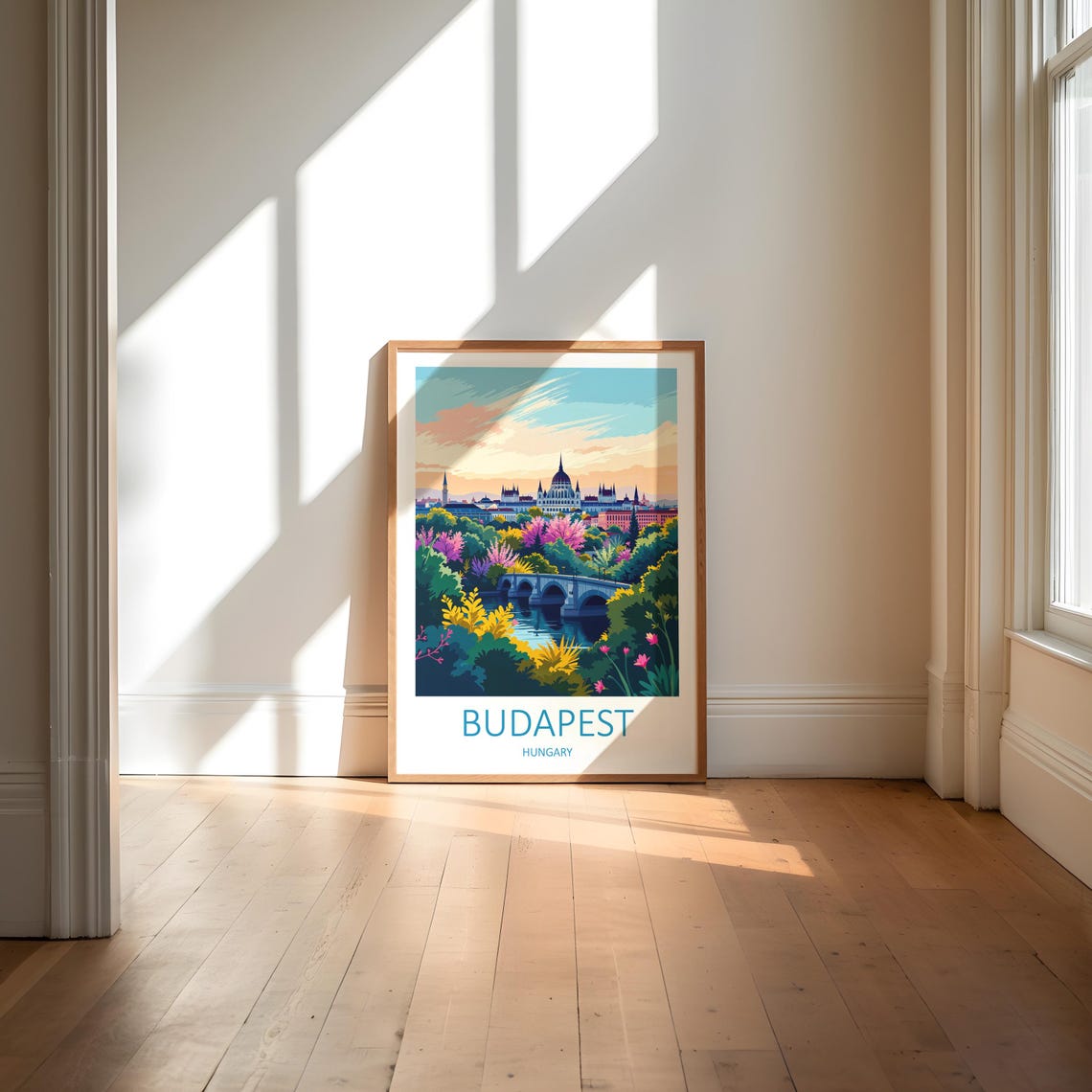 Budapest Hungary Parliament Bridge Blooming Garden Riverside Poster - Image 6