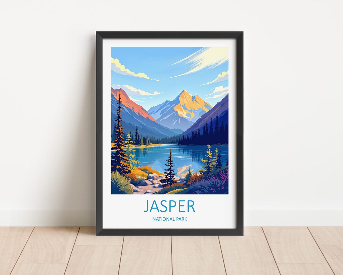 Jasper National Park Canada Alpine Lake Pines And Golden Peaks Poster