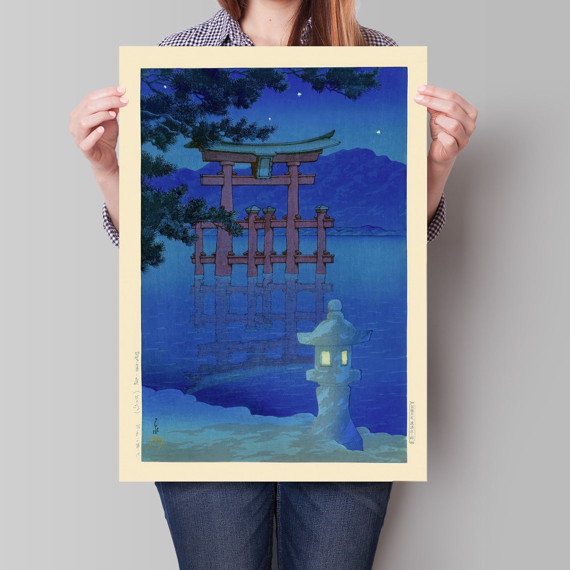 Itsukushima Floating Torii Gate Starry Night Miyajima Woodblock Poster - Image 4