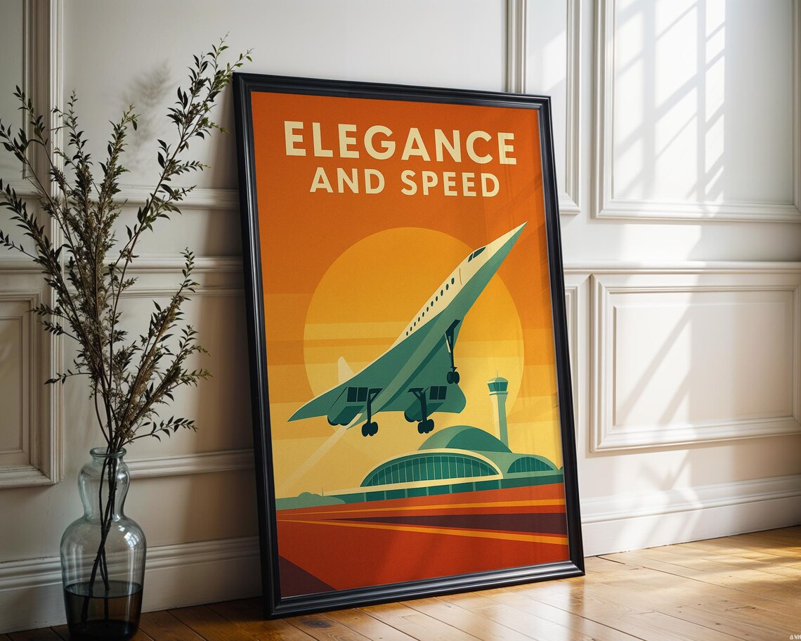Retro Jet Age Poster, Mid-Century Airport Art Print