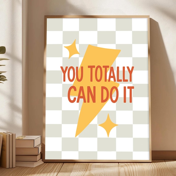 You Totally Can Do It Lightning Bolt Retro Kids Quote Poster