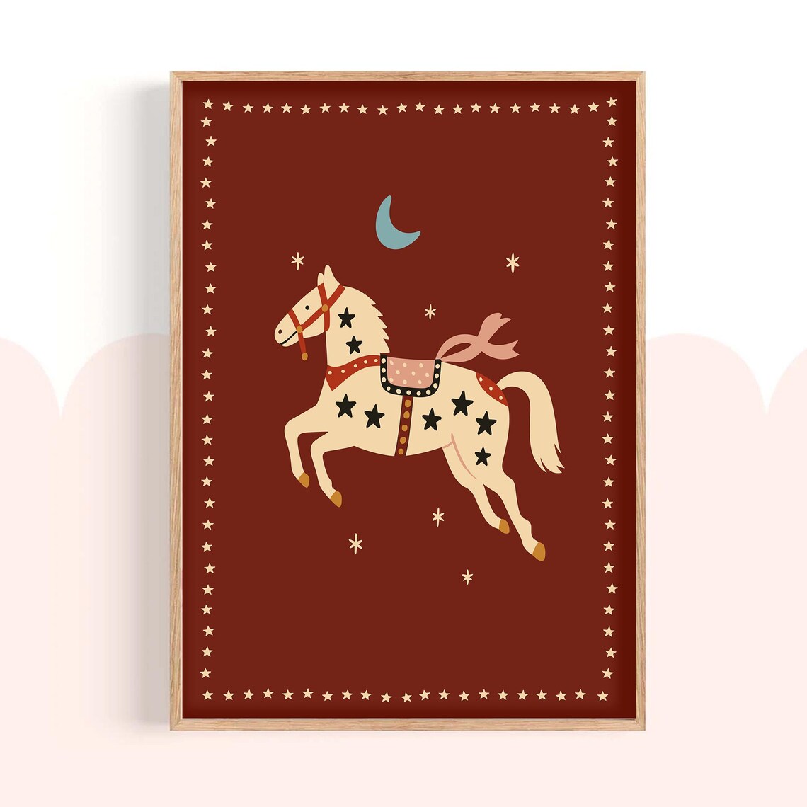 Magical Horse Folk Art Kids Room Decor Art Print