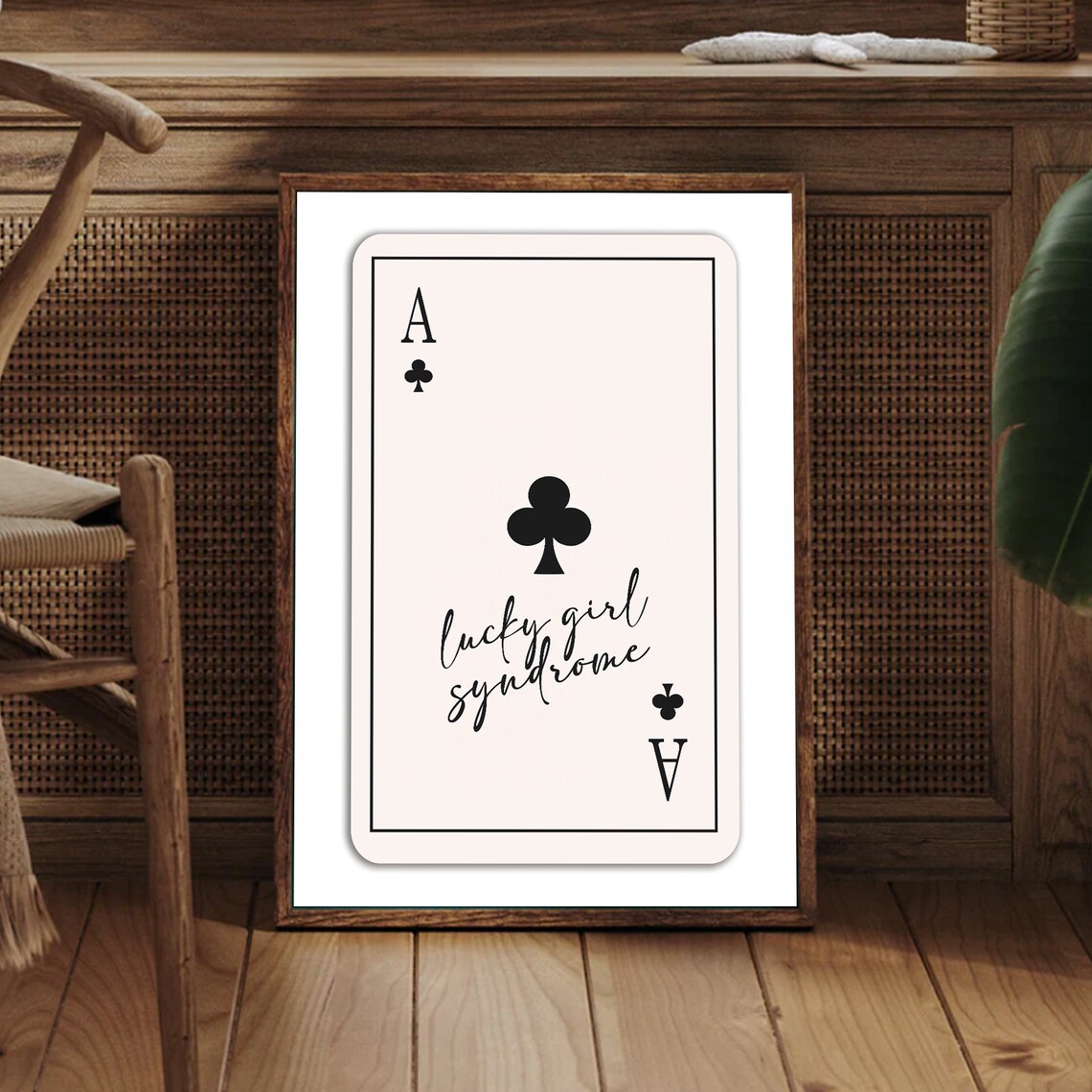 Lucky Girl Syndrome Ace Of Clubs Vintage Retro Playing Card Print