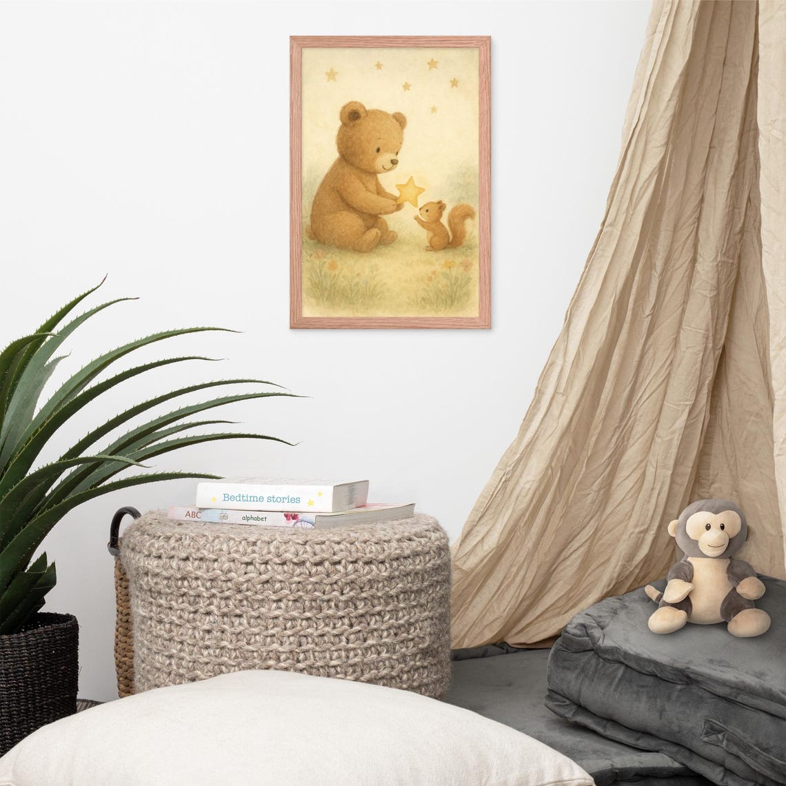 Teddy Bear and Squirrel, Baby Nursery Decor Art Print - Image 4