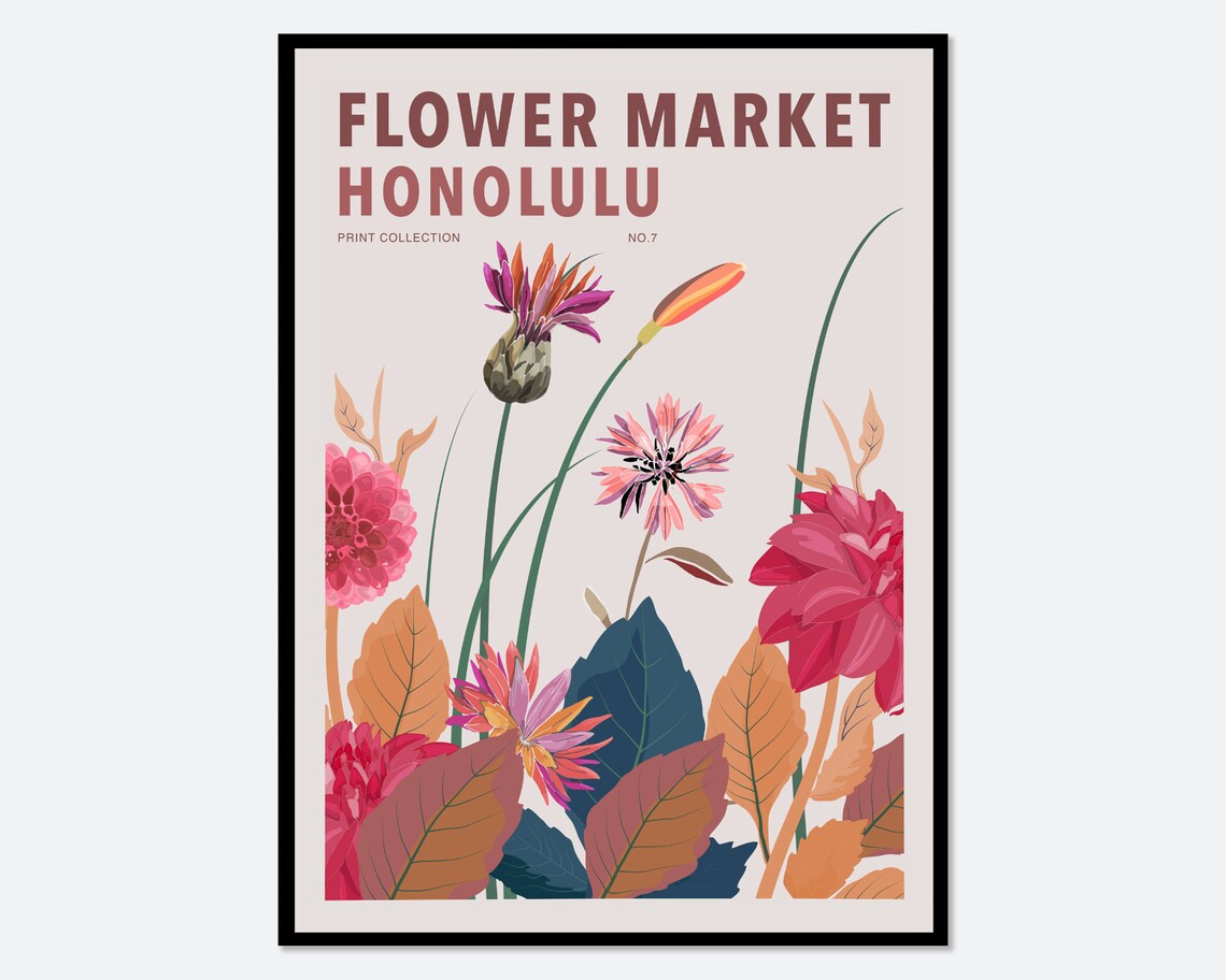 Flower Market Honolulu Botanical Art Print