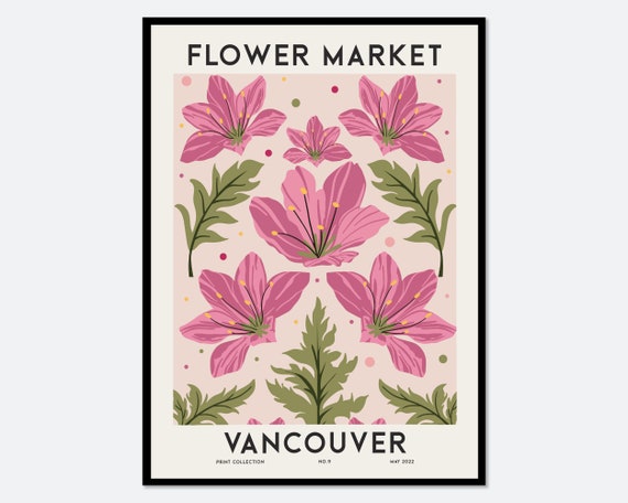 Flower Market Vancouver Botanical Art Print
