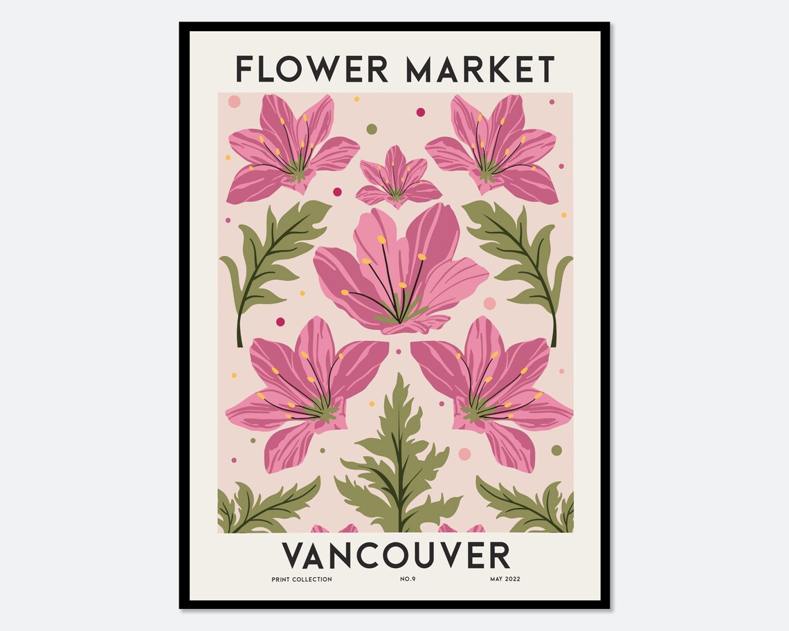 Flower Market Vancouver Botanical Art Print