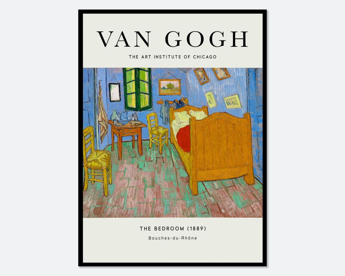 Van Gogh The Bedroom 1889 Painting Art Print Colorful Print The Yellow House Print Van Gogh Print Van Gogh Art Exhibition Poster V4
