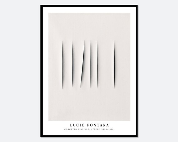 Lucio Fontana Beige Slashed Canvas Five Cuts Abstract Art Poster