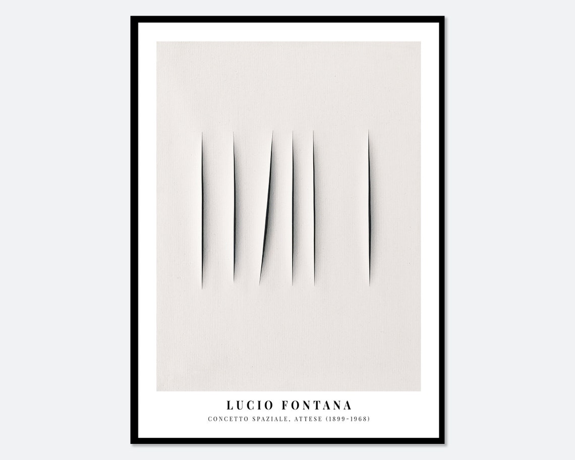 Lucio Fontana Beige Slashed Canvas Five Cuts Abstract Art Poster