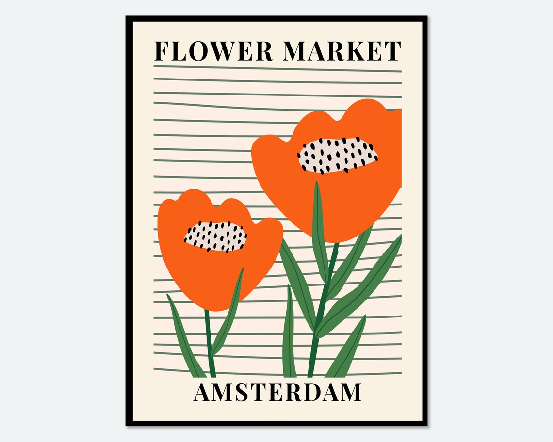 Amsterdam Tulips Botanical Art Print, Spring Flowers