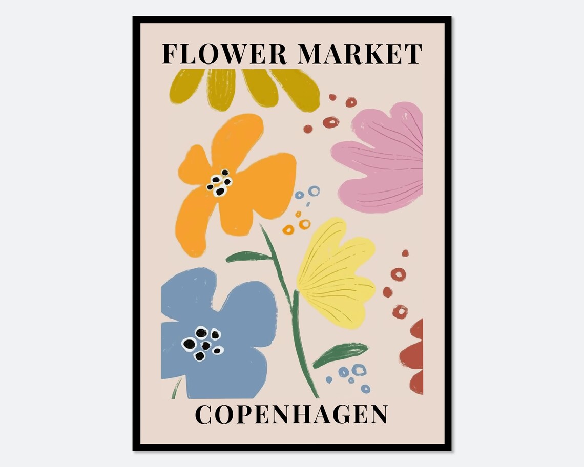 Flower Market Copenhagen Botanical Art Print