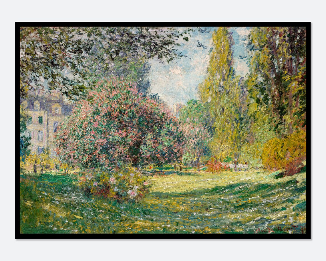 Monet Landscape The Parc Monceau 1876 Vintage Art Print