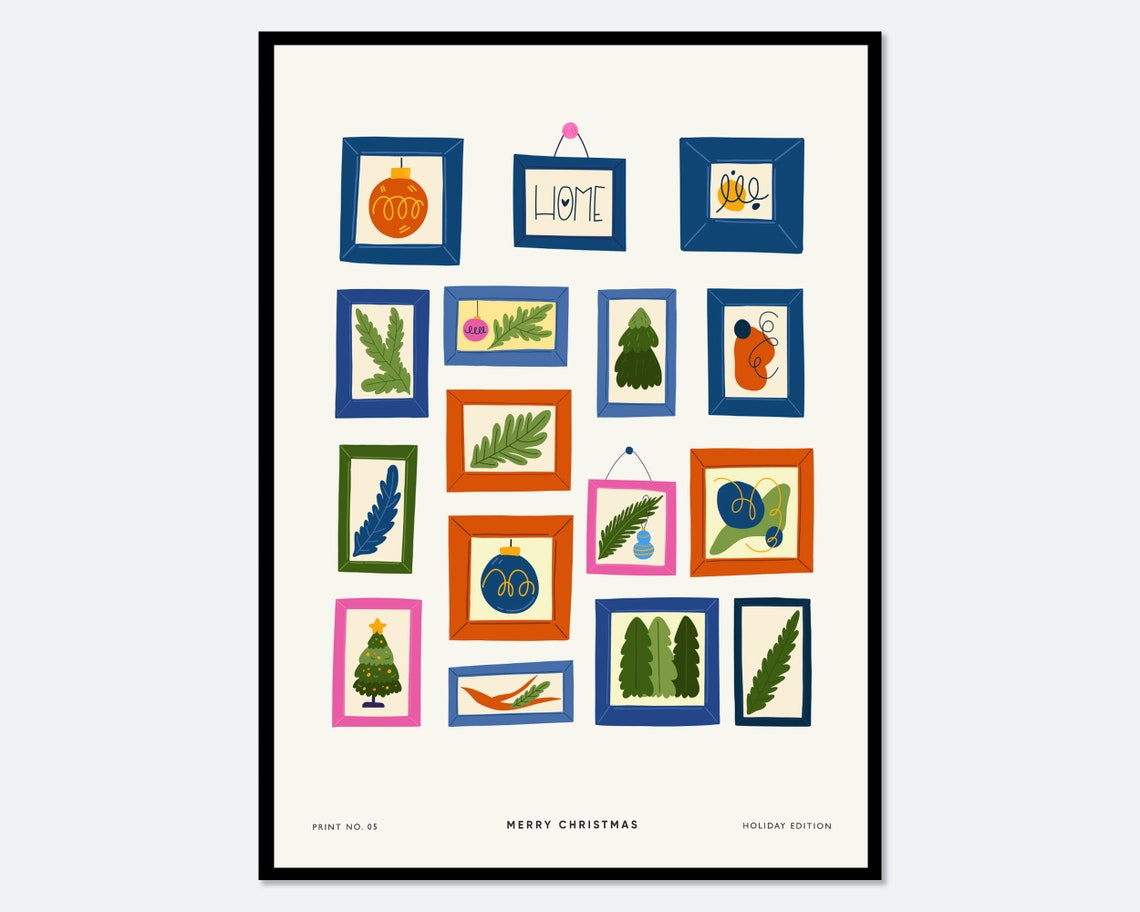 Merry Christmas Gallery Wall Mini Frames Holiday Edition Art Poster