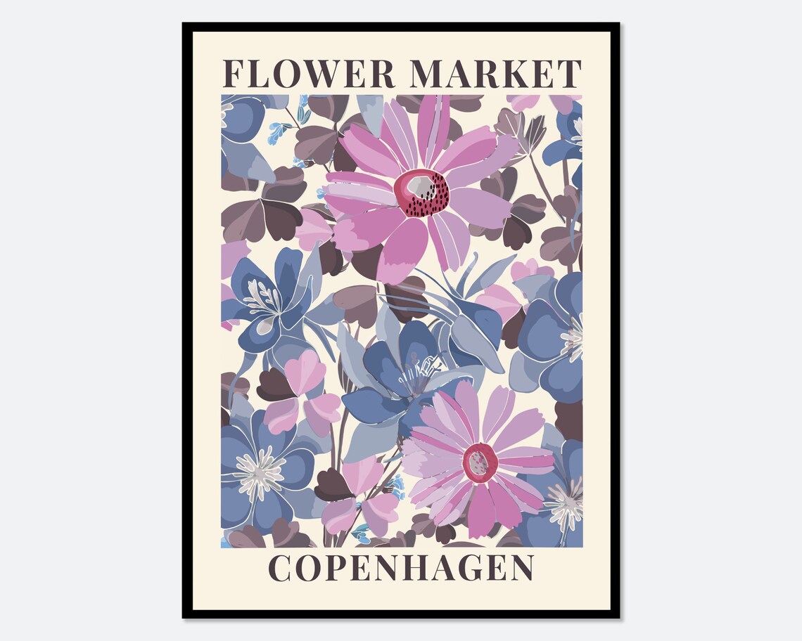 Flower Market Copenhagen, Spring Floral Art Print