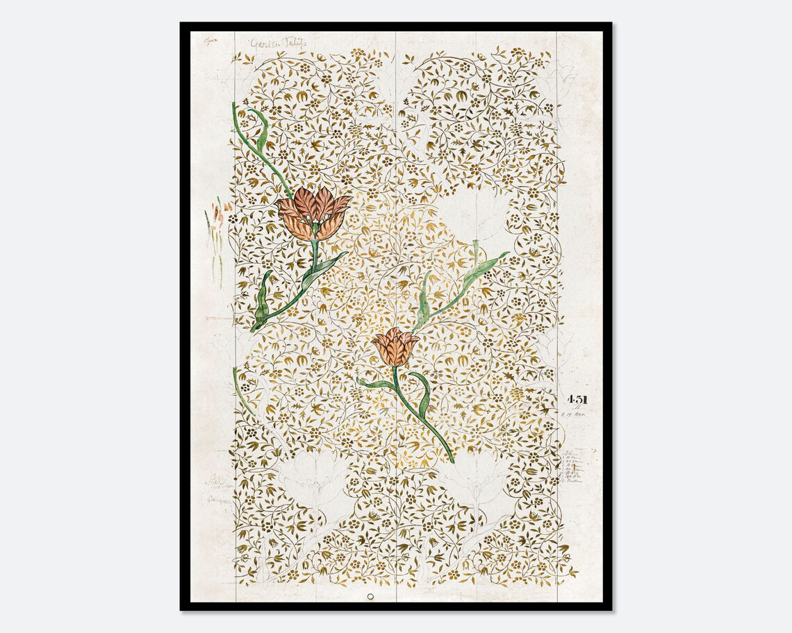 William Morris Garden Tulip 1885 Vintage Art Print