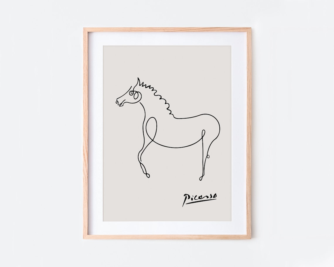 Picasso Horse Sketch Line Drawing Art Print