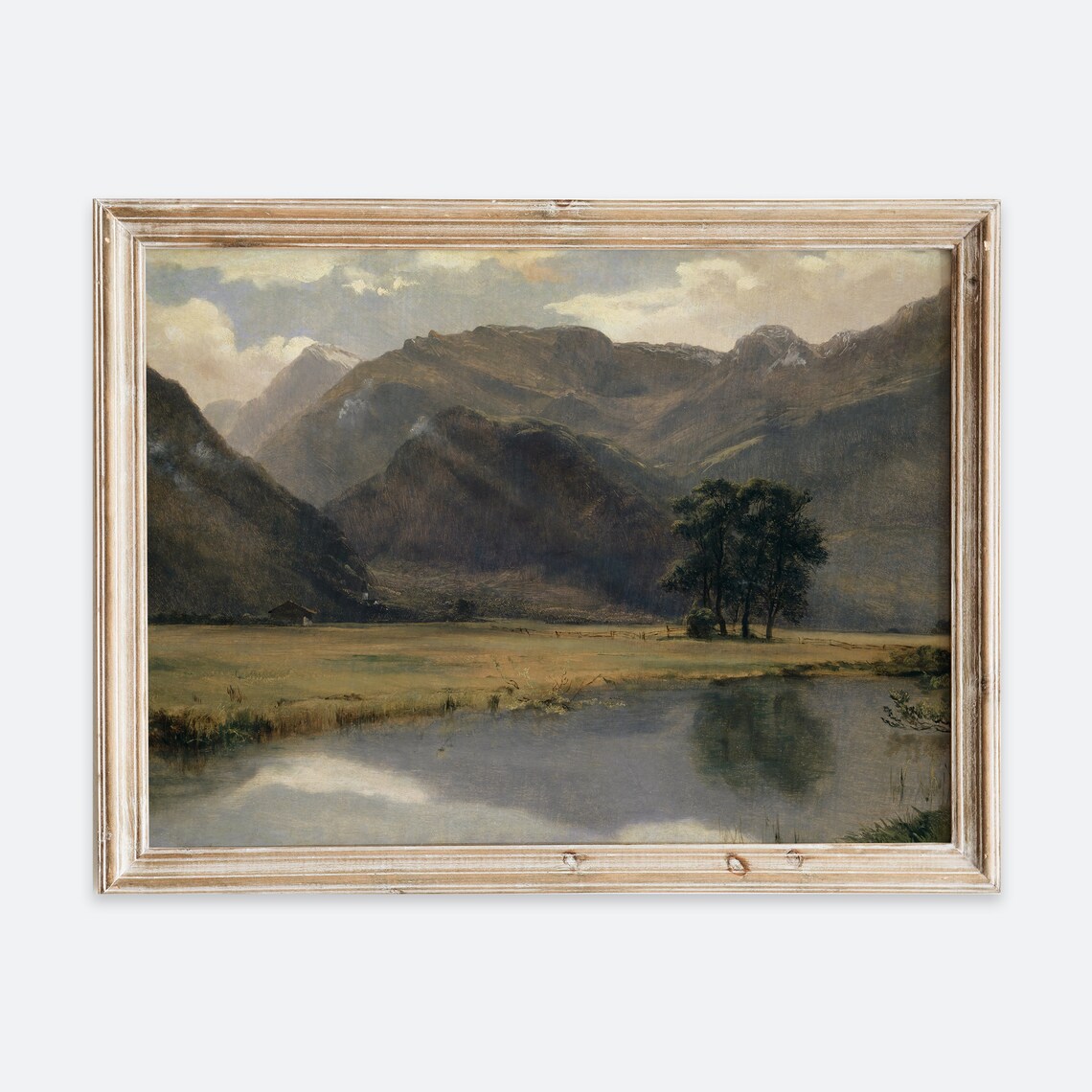 Rustic Vintage Autumn Mountain Lake Landscape Art Print