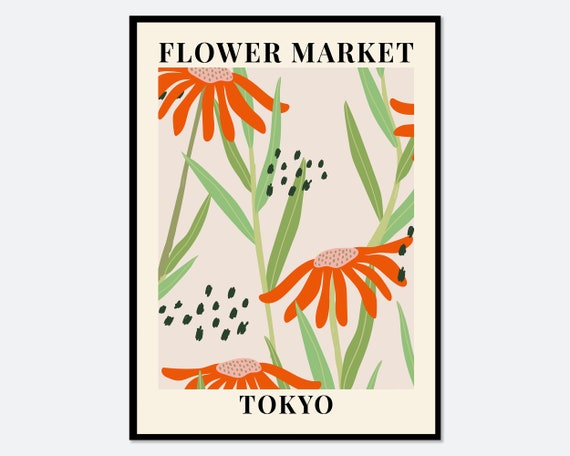 Flower Market Tokyo Daisies Botanical Art Print