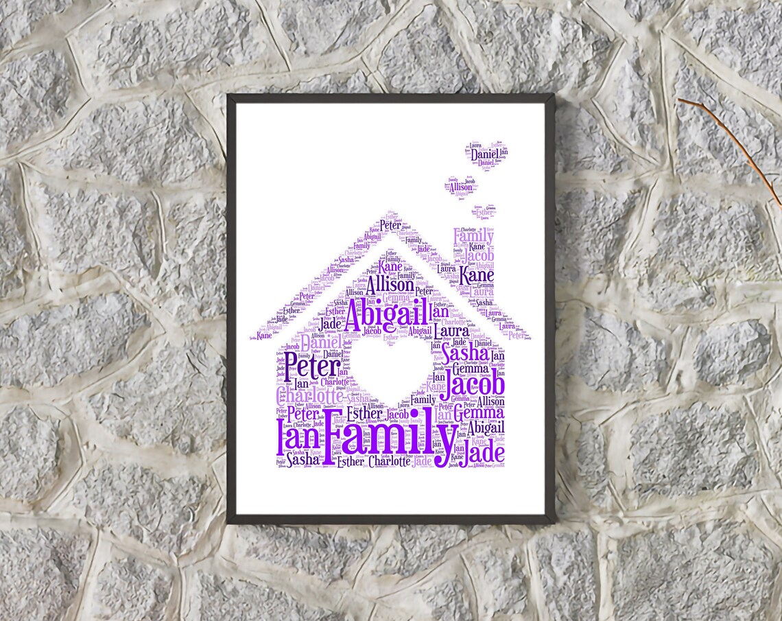 Personalised House Word Cloud Print New Home Family House Warming Gift A5 A4 Framed Or Unframed Wall Art Home Decor - Image 2