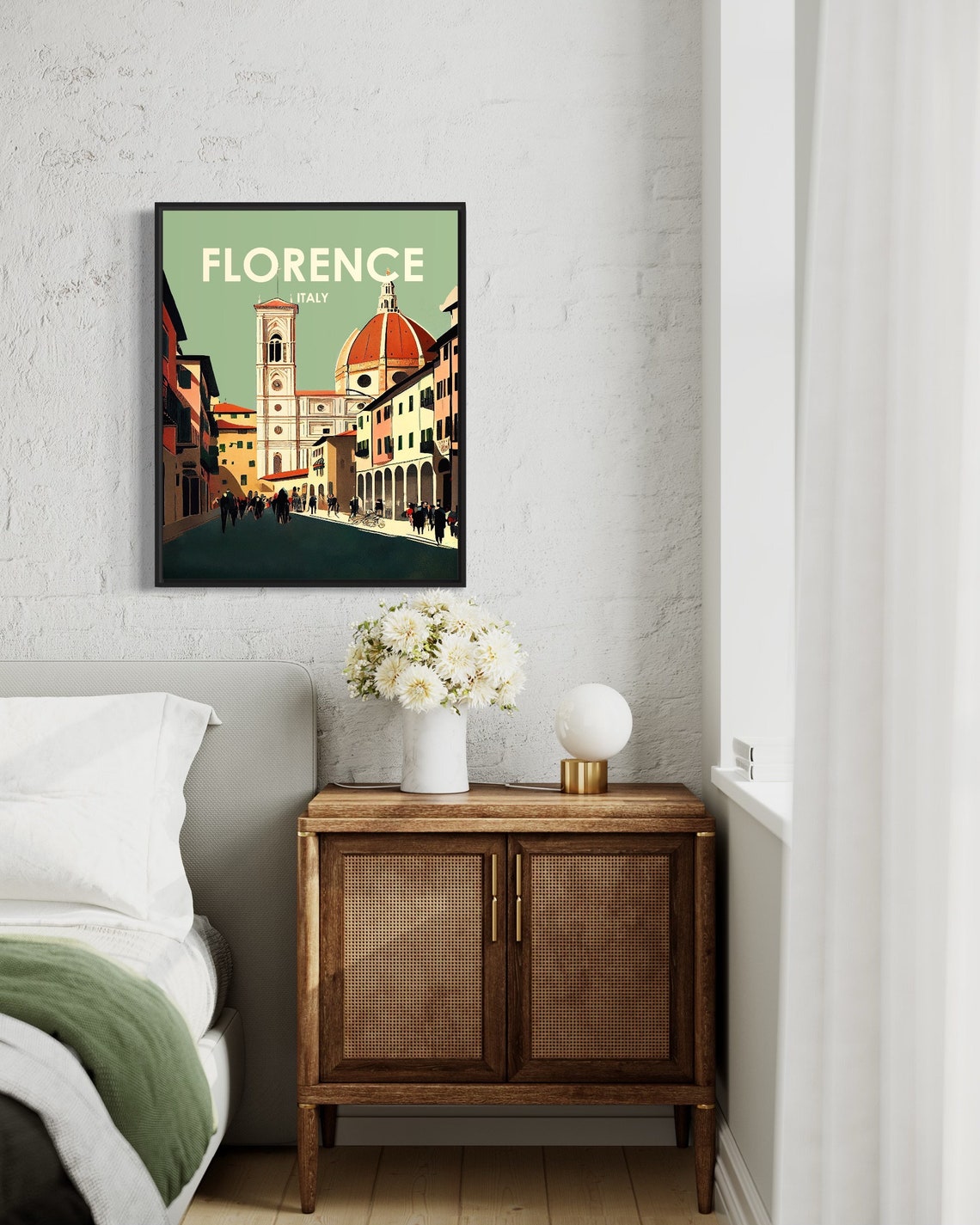 Florence Italy Street View with the Duomo Cathedral Dome Poster - Image 3