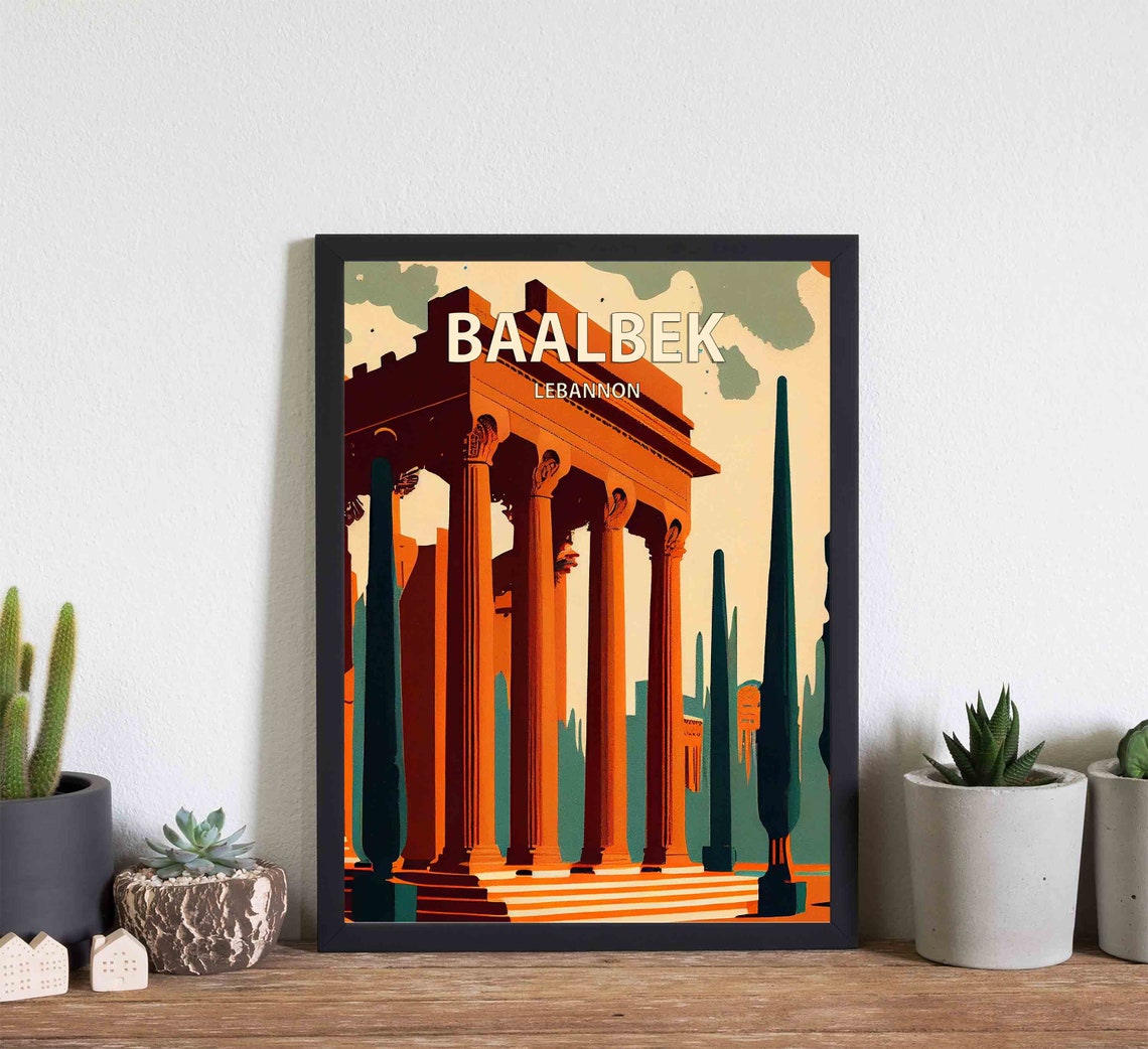 Baalbek Lebannon Ancient Roman Temple Columns Vintage Travel Poster - Image 2