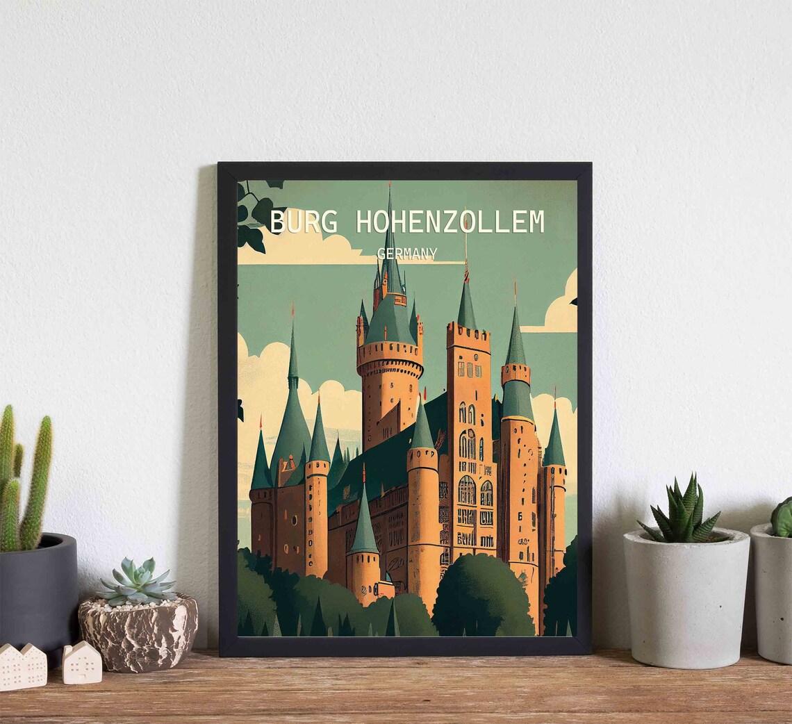 Burg Hohenzollern Germany Fairytale Castle Retro Travel Poster