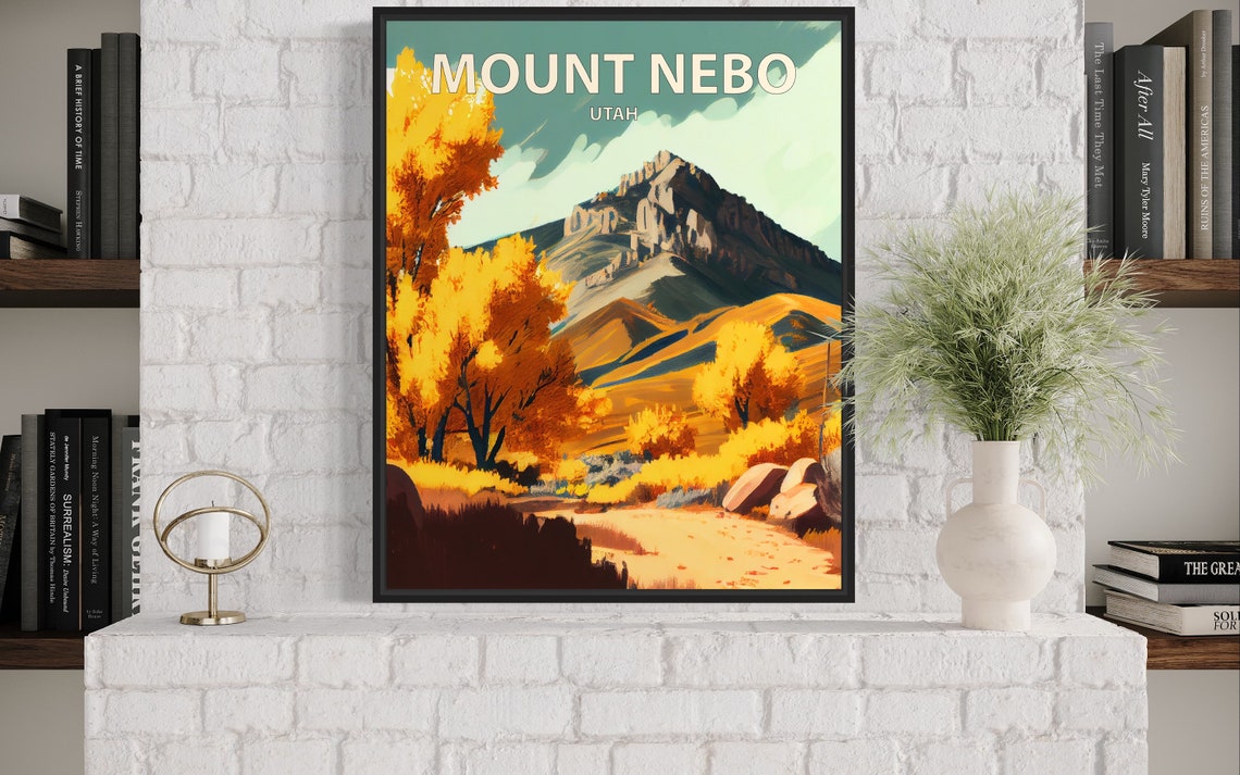 Mount Nebo Utah Rocky Summit Golden Cottonwoods Desert Art Poster - Image 2