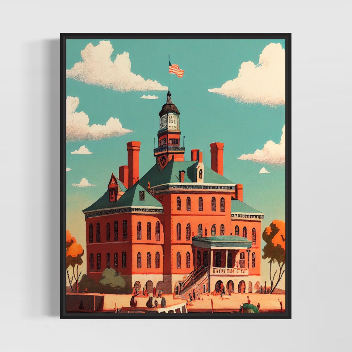 Ellis Island New York Historic Immigration Gateway Retro Poster