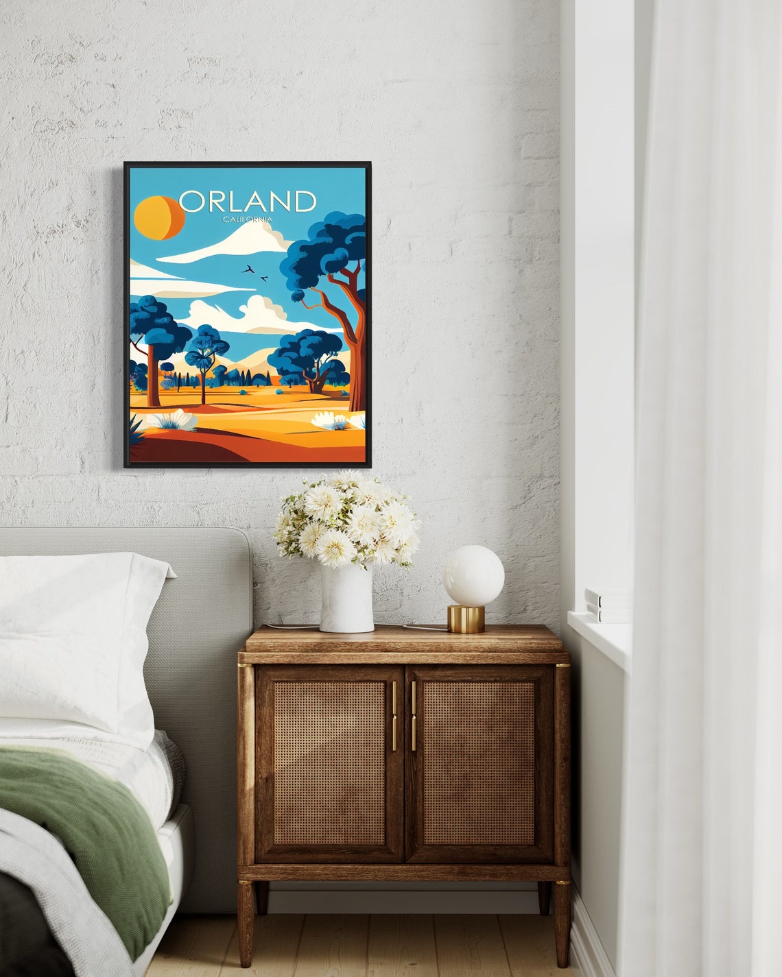 Orland California Golden Farmland Trees Bright Sun Sky Poster - Image 2