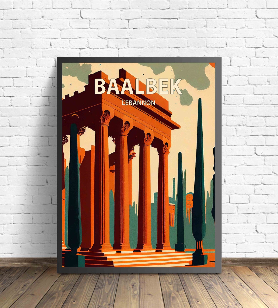 Baalbek Lebannon Ancient Roman Temple Columns Vintage Travel Poster - Image 3