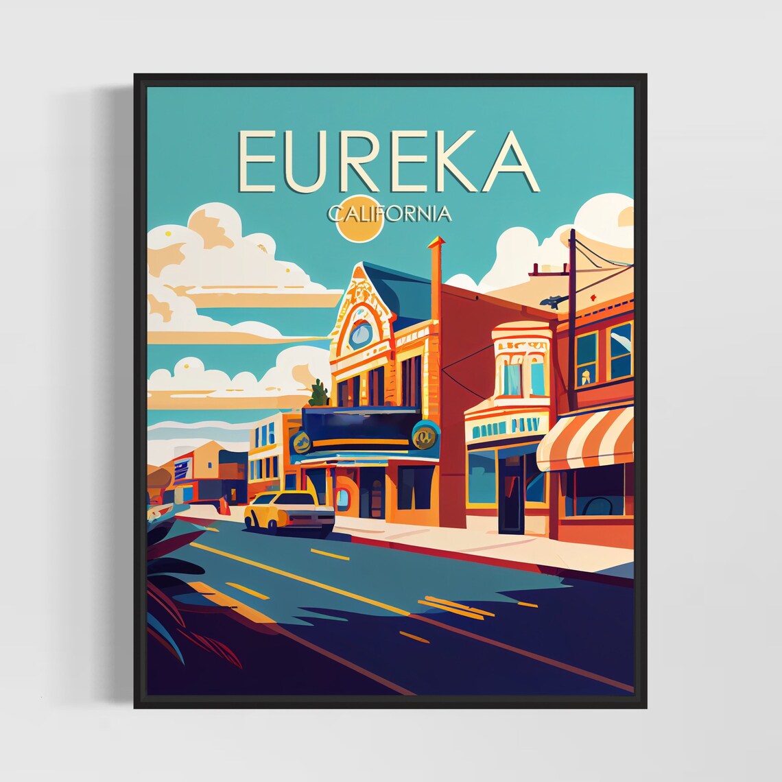 Eureka California Historic Theater Street Retro Vintage Art Poster