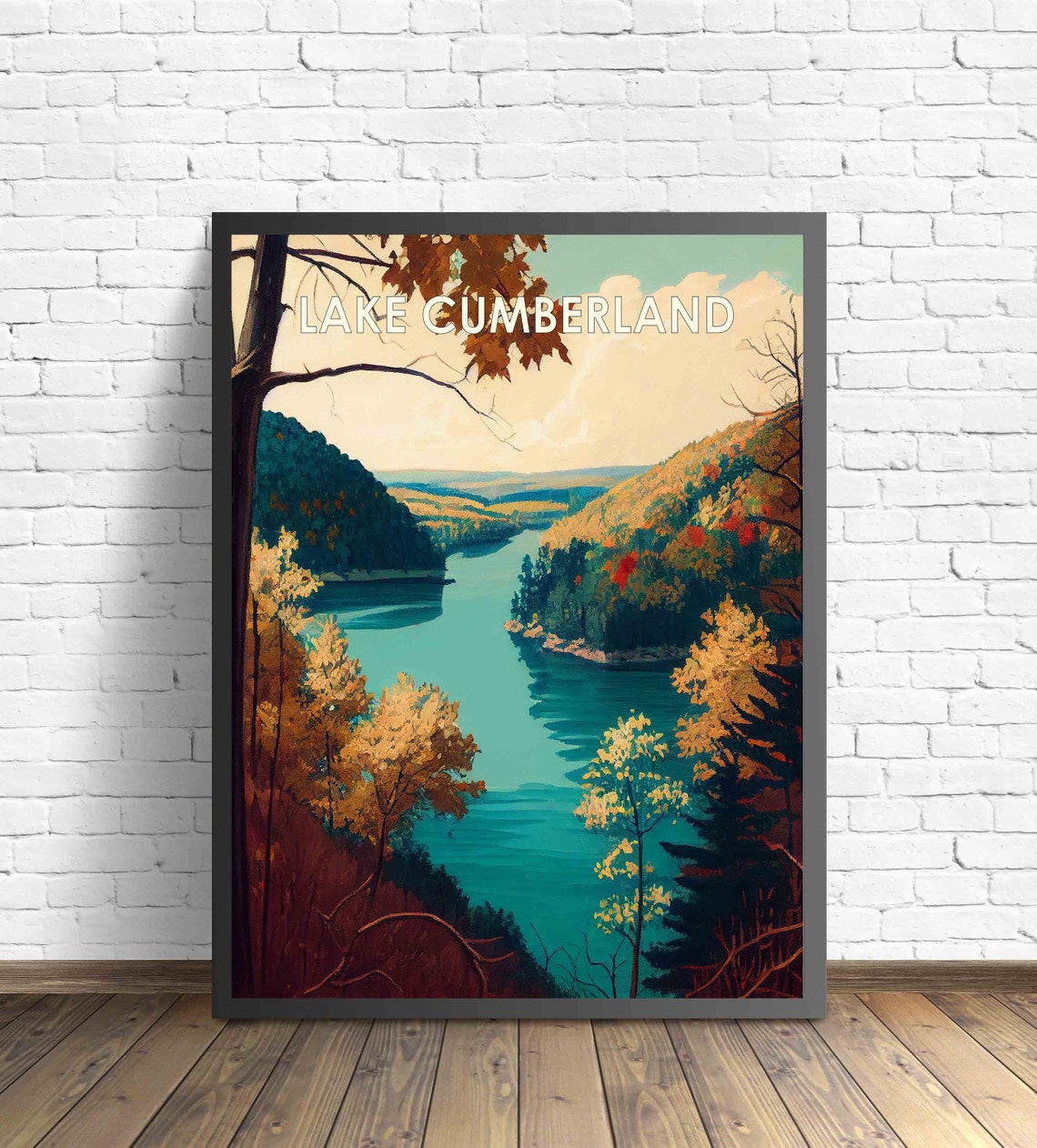 Lake Cumberland Kentucky Autumn Hills Fall Foliage Scene Poster