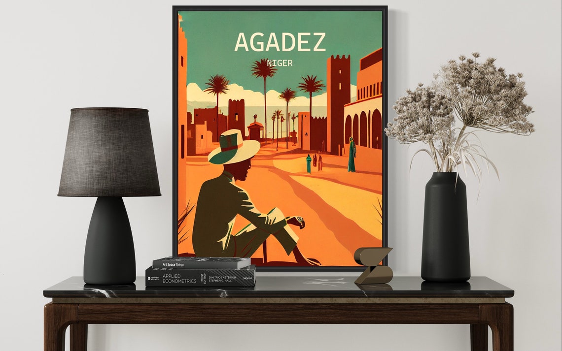 Agadez Niger Desert Old Town Street Retro Africa Travel Poster - Image 3