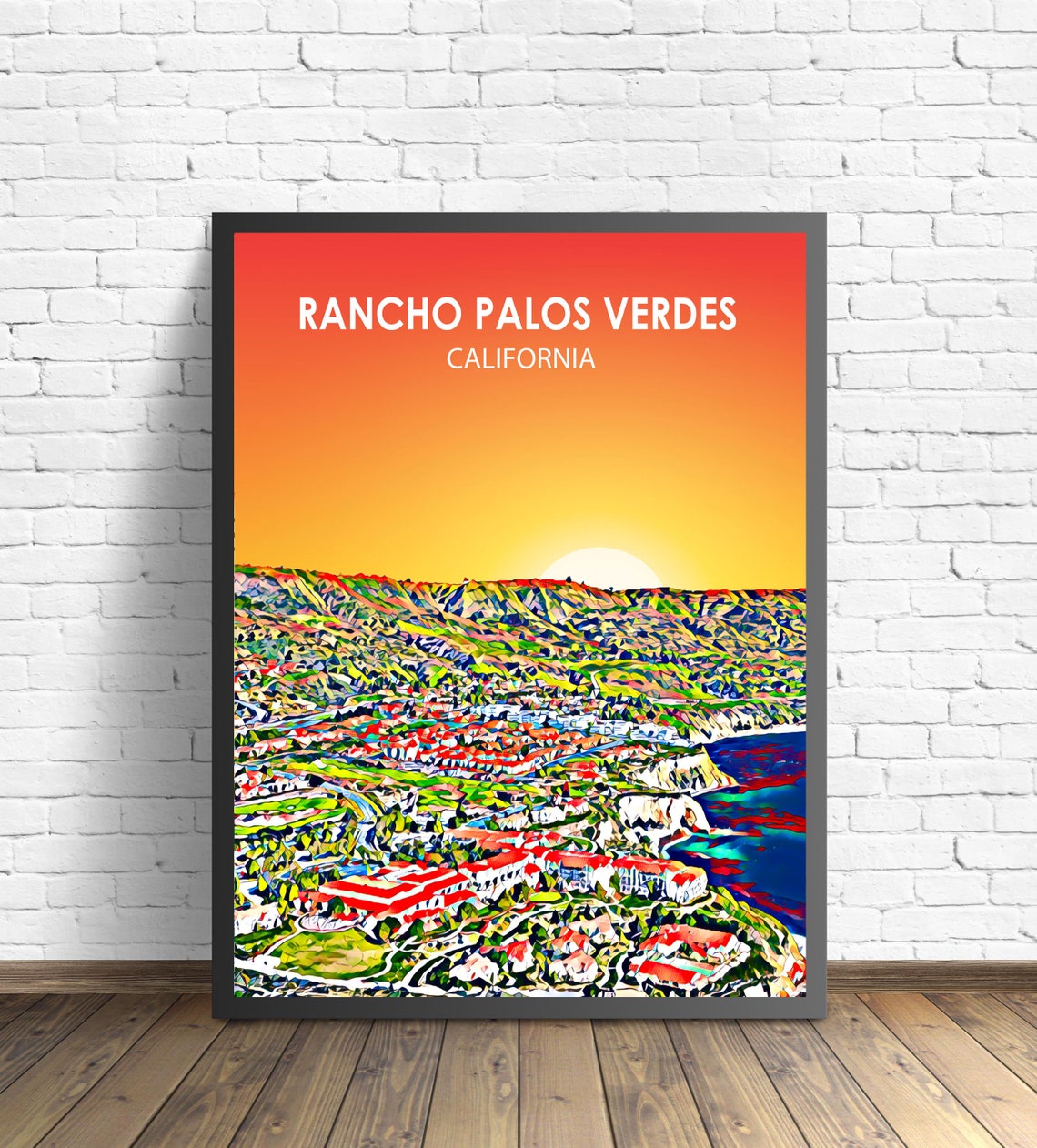 Rancho Palos Verdes California Sunset Ocean Coast Aerial Poster