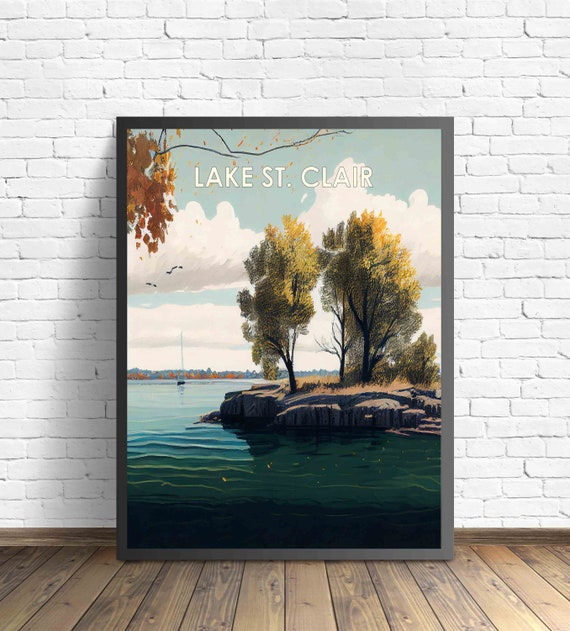 Lake St Clair Retro Art Print Lake St Clair Wall Art Illustration Lake St Clair Vintage 1960s Design Poster Artwork